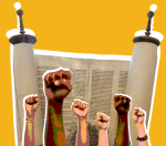 Fists in front of Torah